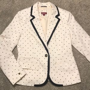 Cream/ off white and black polka dot blazer